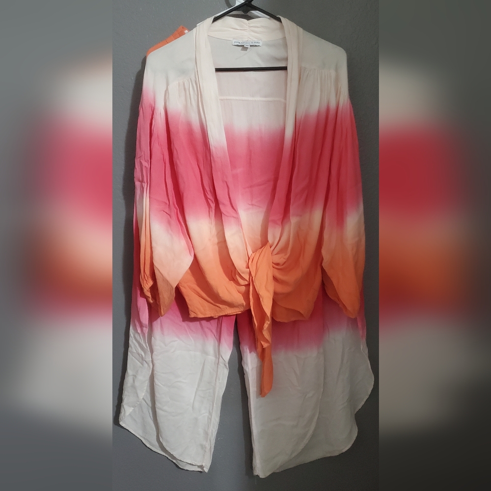 Young Fabulous & Broke Top Pant Set Orange Pink Ombre M/S
